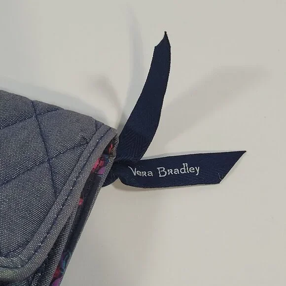 Vera Bradley Quilted‎ Blue Eoro Wallet Small Compact Tri Fold Floral Interior - Picture 4 of 7